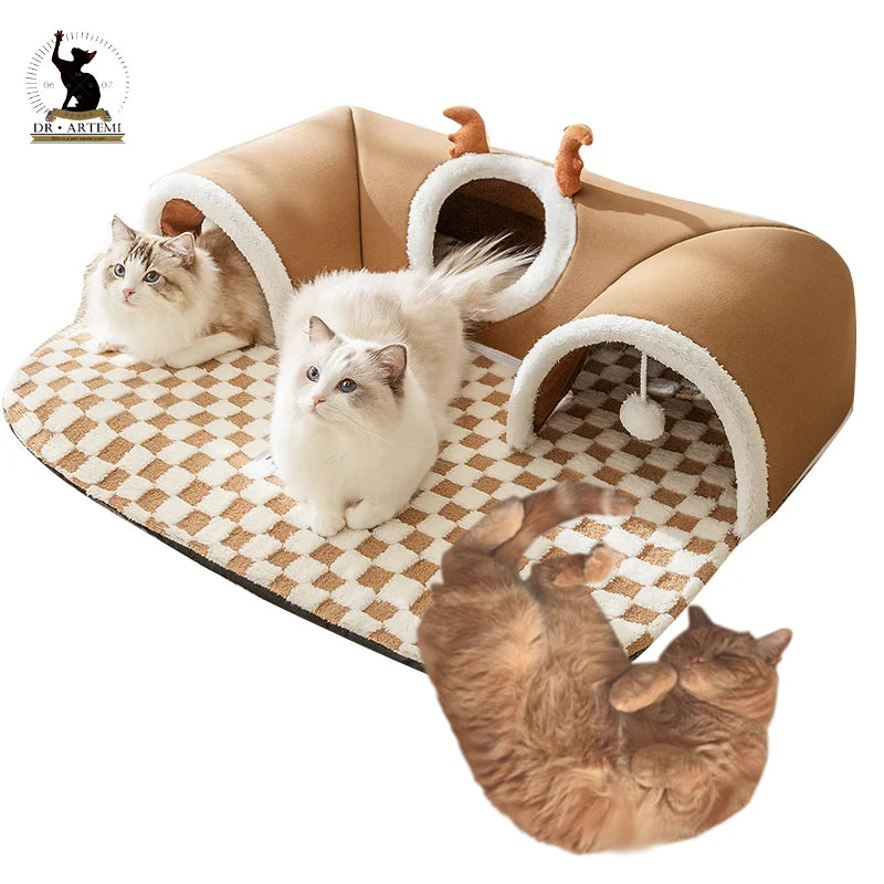 CozyPaws™ Soft & Warm Cat Tunnel Bed