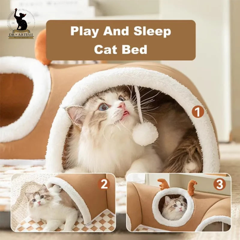 CozyPaws™ Soft & Warm Cat Tunnel Bed