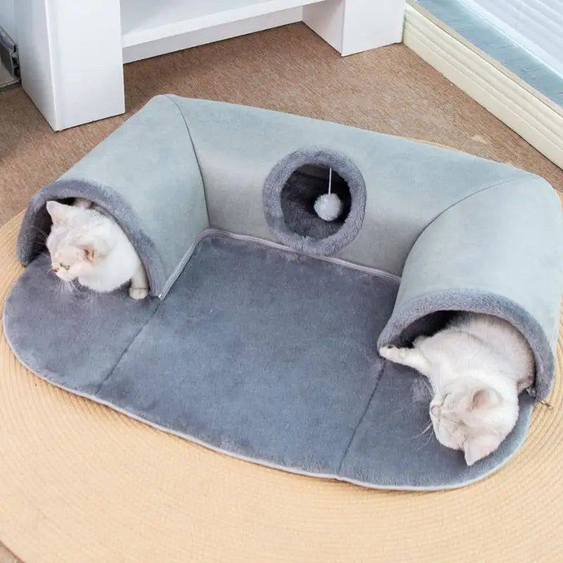 PurrPlay™ 3-in-1 Cat Tunnel & Bed